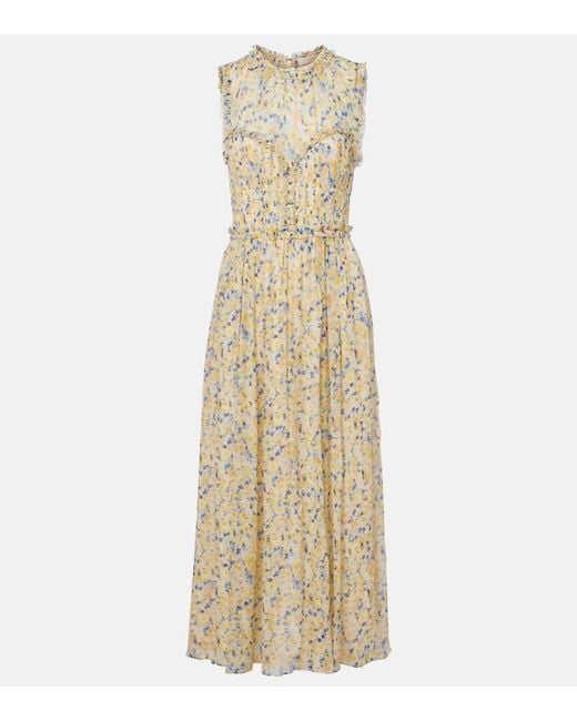 Ulla Johnson Metallic Kasia Floral Silk Chiffon Maxi Dress