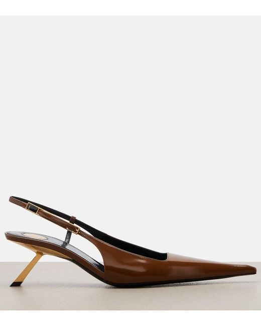 Saint Laurent Brown Lee Leather Slingback Pumps