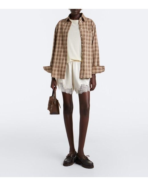 Citizens of Humanity White Lace-Trimmed Satin Shorts