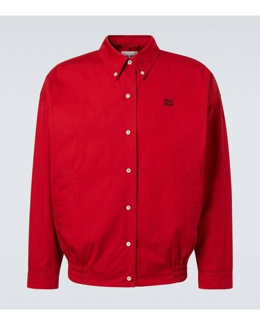 Chaqueta De Popelin De Algodon Miu Miu de hombre de color Red