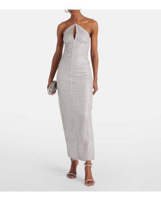 ROTATE BIRGER CHRISTENSEN White Maxikleid Mit Pailletten