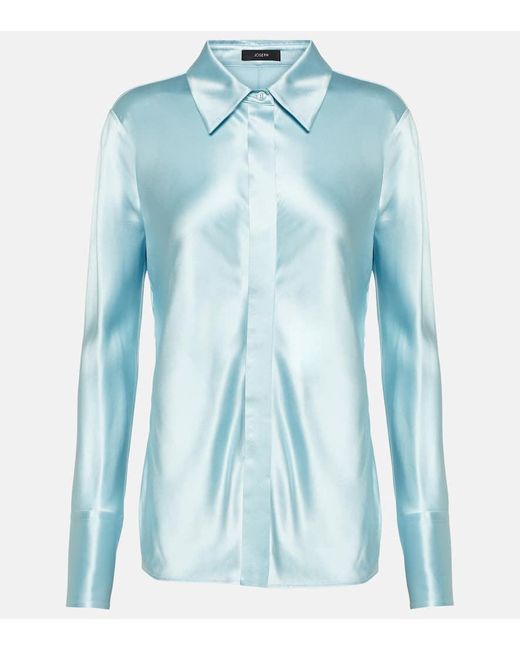 Joseph Blue Brunel Silk Satin Shirt