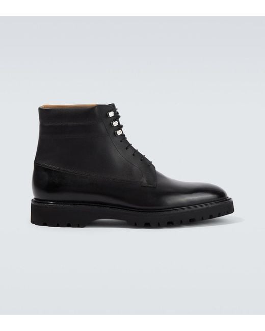 John Lobb Black Alder Leather Lace-Up Boots for men