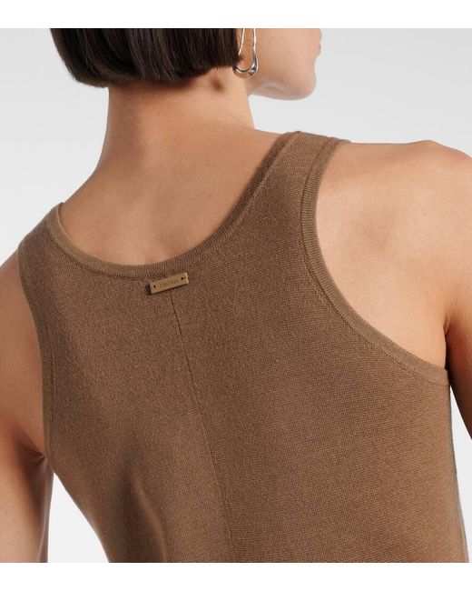 Max Mara Brown Aceri Virgin Wool Midi Dress