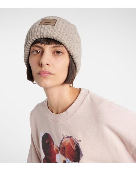 Acne Natural Face Wool-Blend Beanie
