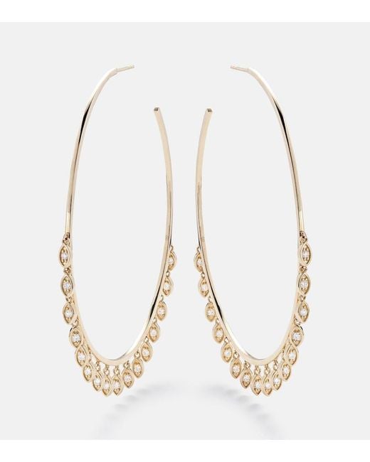 Sydney Evan Metallic 14Kt Hoop Earrings With Diamonds