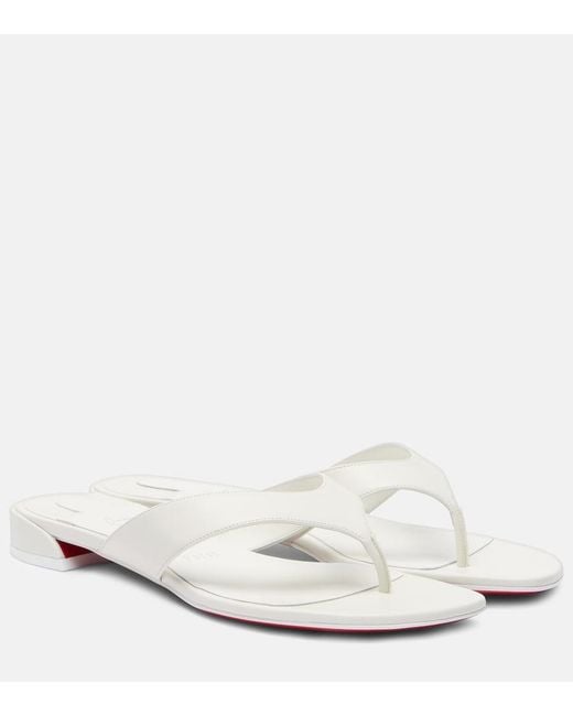 Christian Louboutin White Sweet Janetonga Leather Thong Sandals