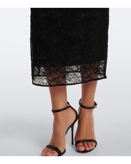 Dolce & Gabbana Black Lace Midi Skirt