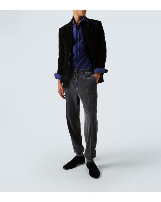 Tom Ford Blue Cotton And Linen Drill Shirt for men