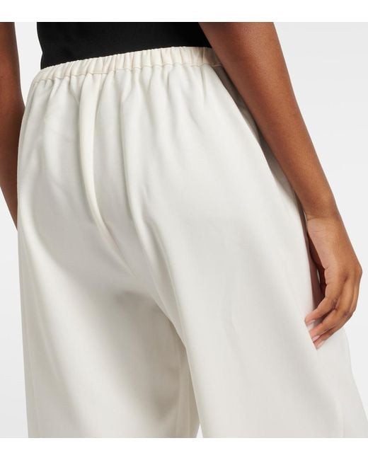 Rohe White Wool-Blend Cropped Wide-Leg Pants