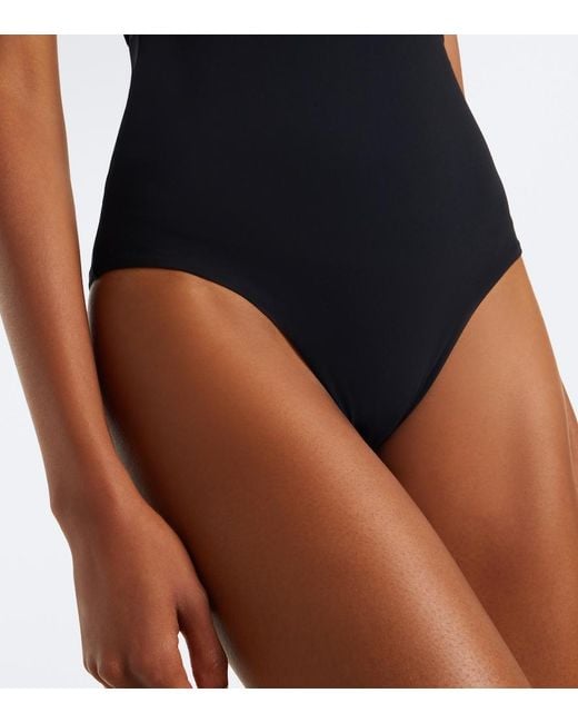 Magda Butrym Black Floral-Applique Swimsuit