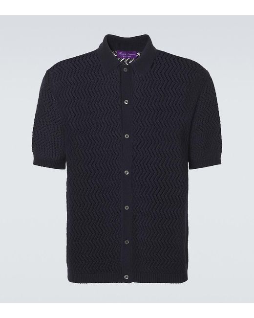 Ralph Lauren Blue Chevron Cotton Polo Shirt for men