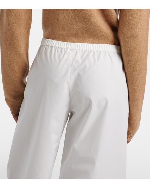 Khaite White Roma Cotton Poplin Wide-Leg Pants