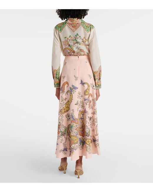 Etro Pink Maxirock Aus Crepe De Chine Aus Seide
