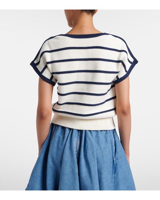 Loewe Blue Striped Cotton And Wool Sweater