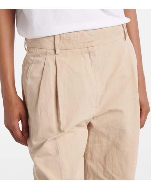 The Row Natural Lilas Cotton And Linen Wide-Leg Pants