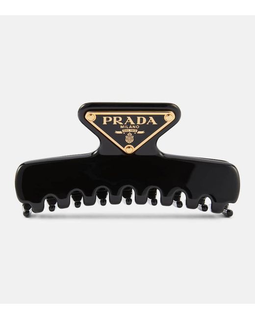Fermacapelli con logo di Prada in Black
