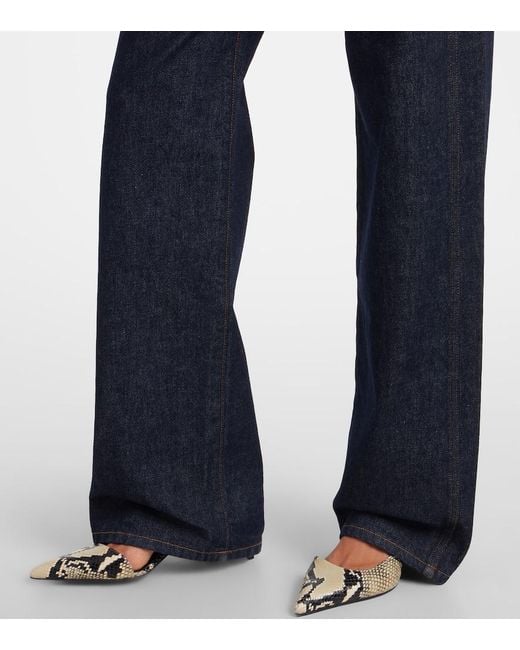 Jean Ample Benson A Taille Haute Khaite en coloris Blue