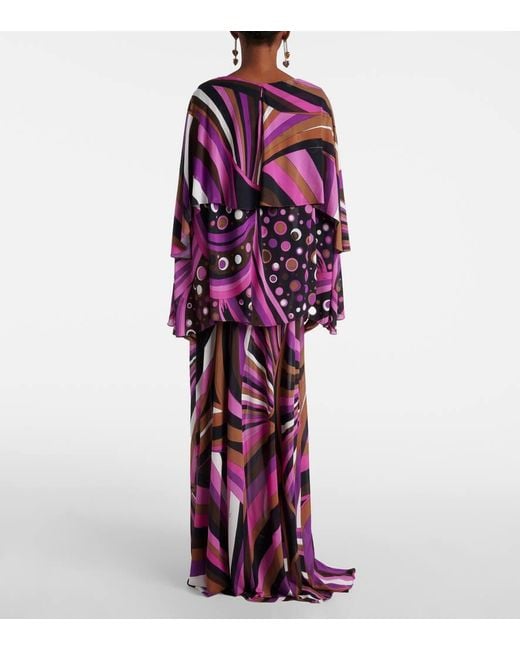 Emilio Pucci Purple Iride Silk Maxi Dress
