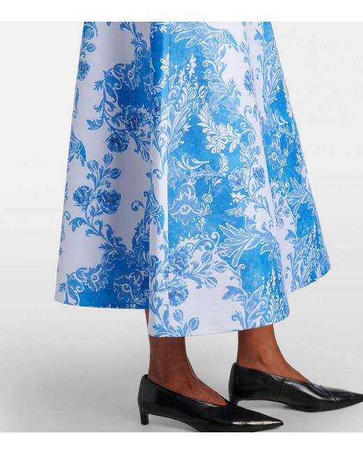 Emilia Wickstead Blue Hallie Floral Taffeta Maxi Skirt