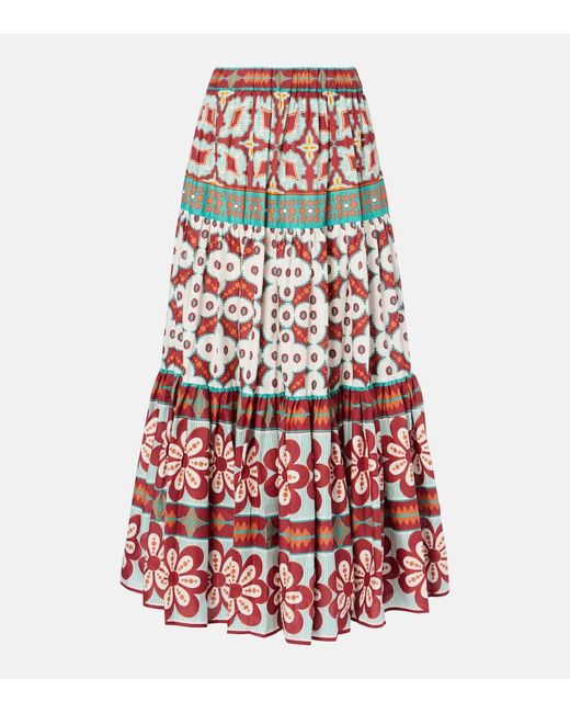 LaDoubleJ Big Printed Tiered Cotton Maxi Skirt