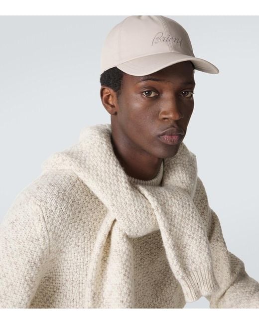 Brioni Bestickte Baseballcap in Natural für Herren