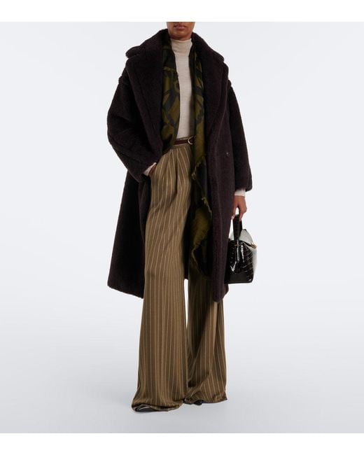 Max Mara Black Alpaca, Wool, And Silk Teddy Coat