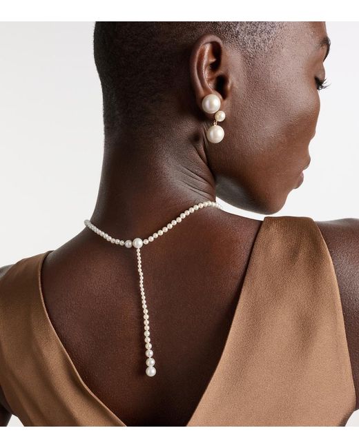 Sophie Bille Brahe White La Belle Moon 14Kt Necklace With Pearls