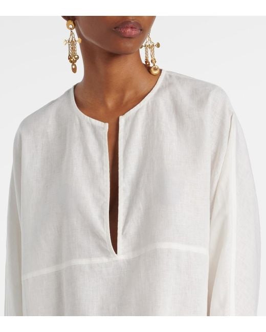 Asceno White Oversized Linen Top