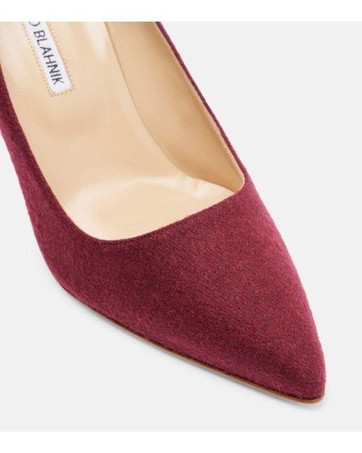 Manolo Blahnik Red Bb 90 Wool Pumps