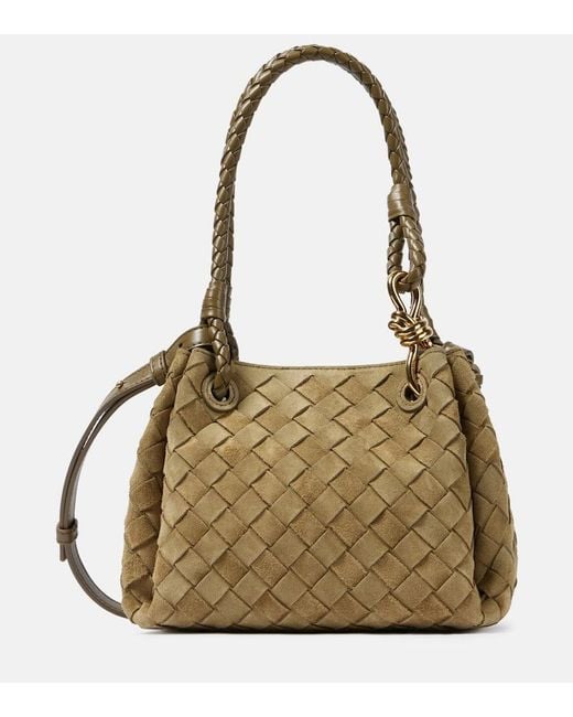 Bottega Veneta Metallic Parachute Small Suede Shoulder Bag