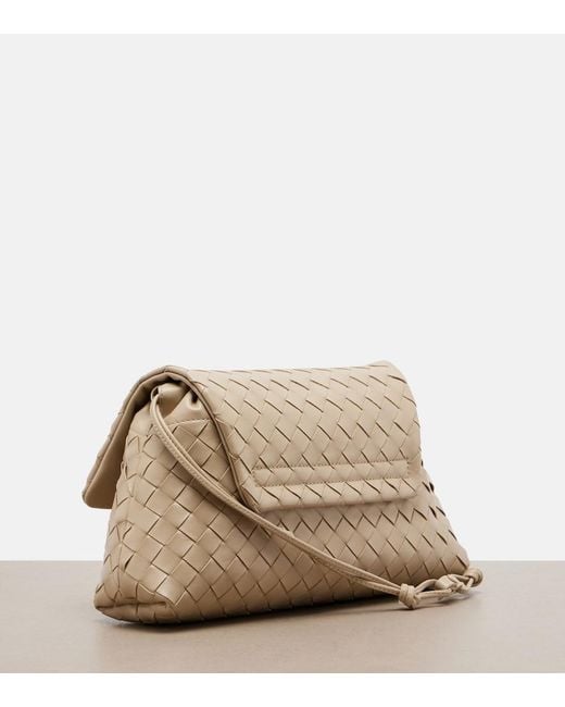 Bottega Veneta Natural Giorno Intrecciato Small Leather Shoulder Bag