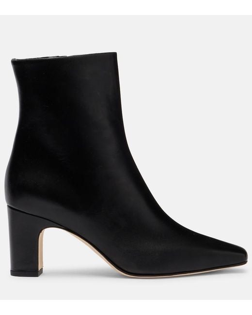 Manolo Blahnik Black Ofaralo Leather Ankle Boots