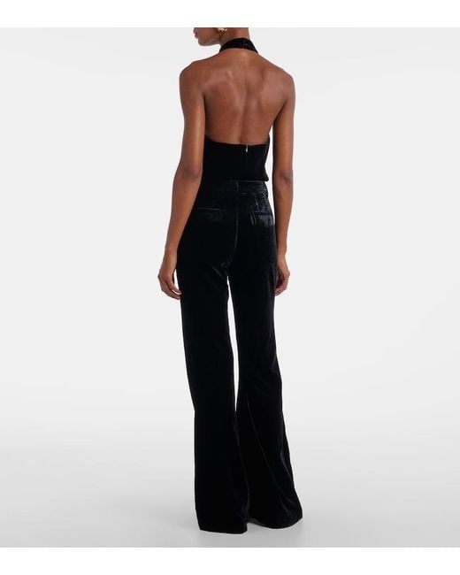 Nili Lotan Black Effy High-Rise Flared Velvet Pants