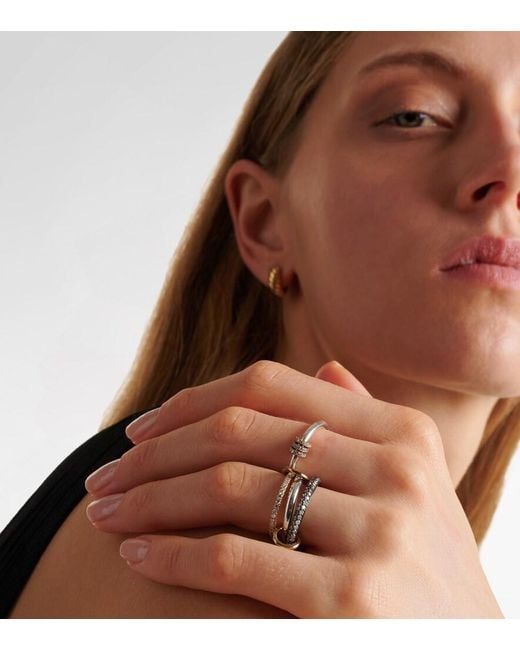 Spinelli Kilcollin Metallic Scorpio 18kt Gold Linked Rings With Diamonds