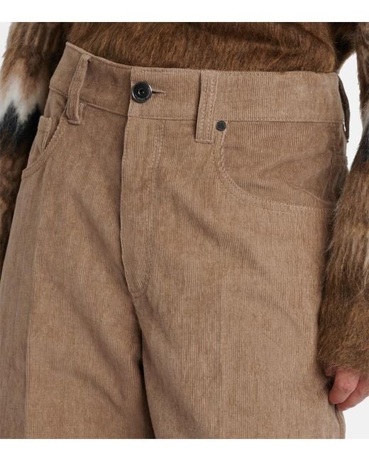 Brunello Cucinelli Brown Monili Cotton Corduroy Straight Pants