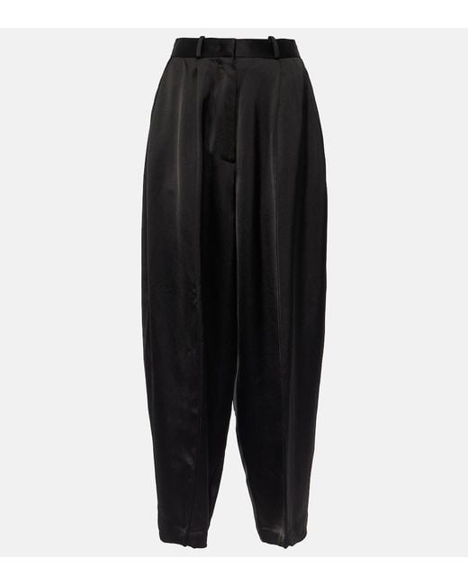 Co. Black High-Rise Satin Crepe Wide-Leg Pants