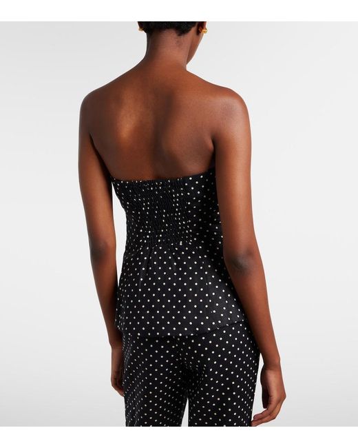 Faithfull The Brand Black Petro Polka-Dot Peplum Linen Top