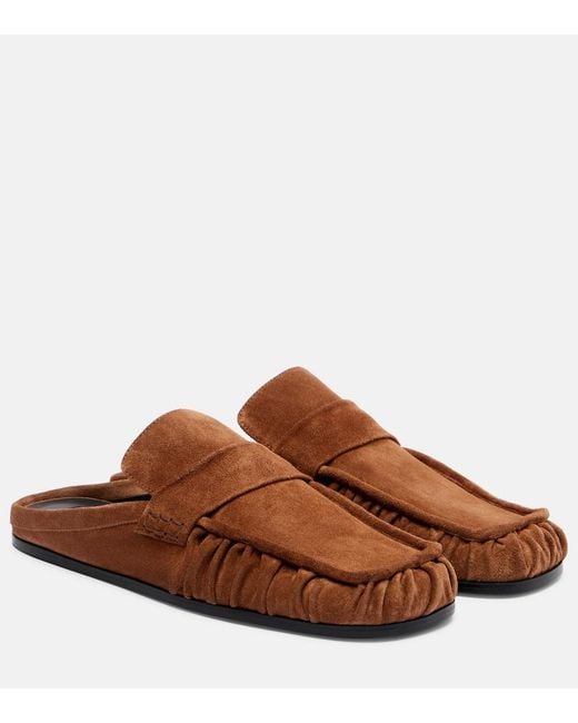 Jil Sander Brown Sabot Suede Mules