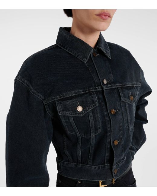 Veste raccourcie en jean Saint Laurent en coloris Black