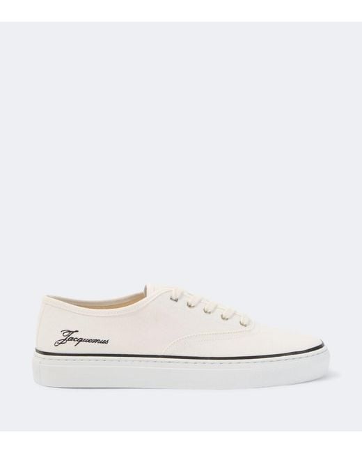 Jacquemus White Embroidered Canvas Sneakers for men