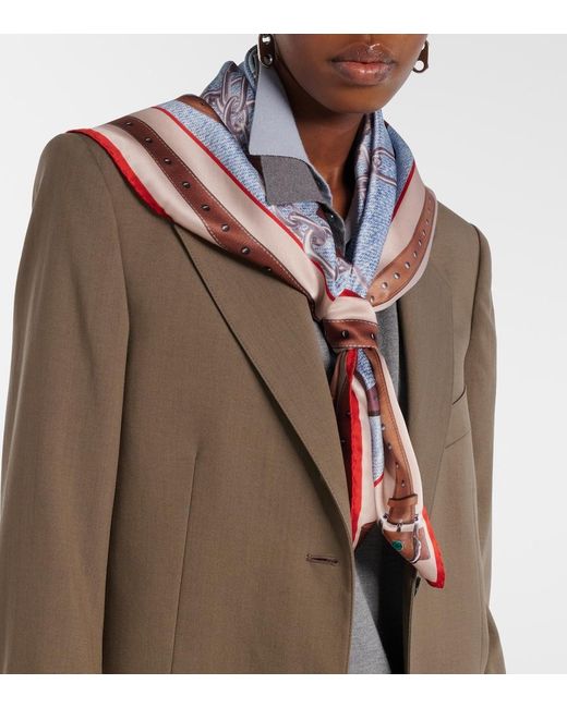 Acne Blue Silk Scarf