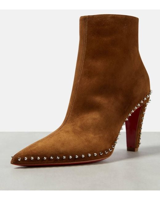 Christian Louboutin Brown Ankle Boots Vidura Aus Veloursleder