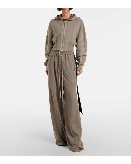 Rick Owens Gray Cotton-Blend Jersey Sweatpants