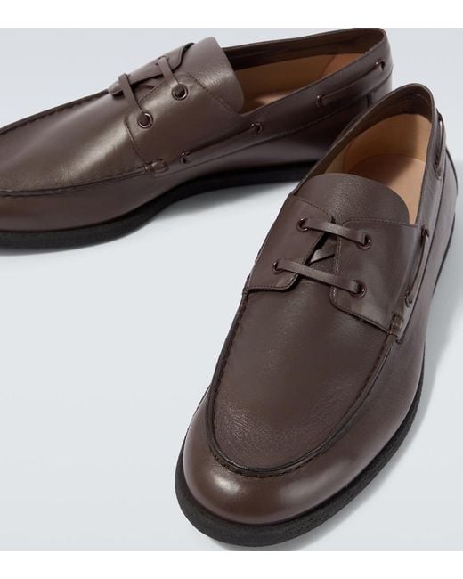 The Row Brown Novus Leather Boat Shoes for men