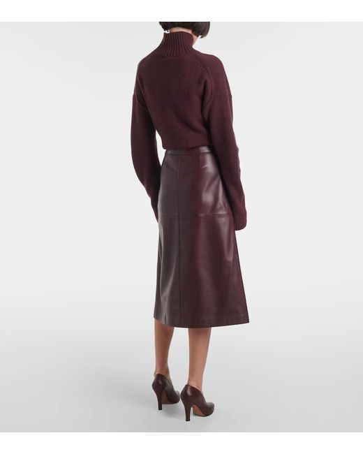 Jupe Midi En Cuir Joseph en coloris Purple