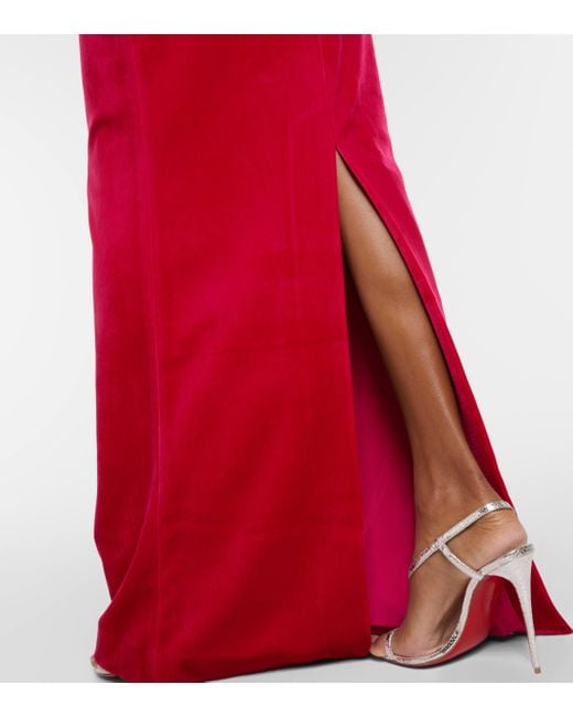 Rebecca Vallance Red Bernadette Strapless Velvet Gown