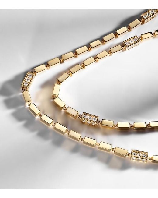 Suzanne Kalan Metallic Block-Chain 18Kt Chain Necklace With Diamonds