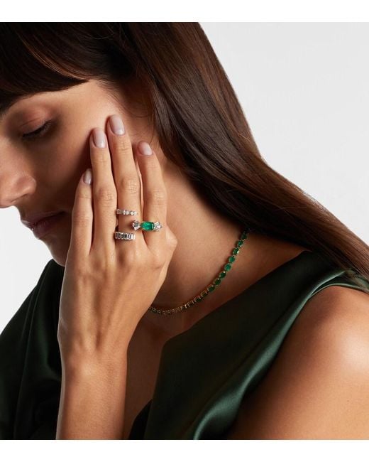YEPREM Blue Reign Supreme 18Kt Ring With Diamonds And Emerald