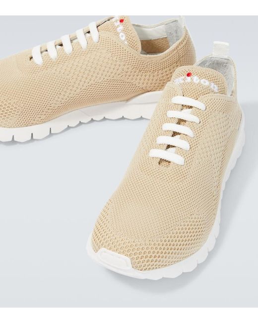 Kiton White Fits Knit Cotton Sneakers for men